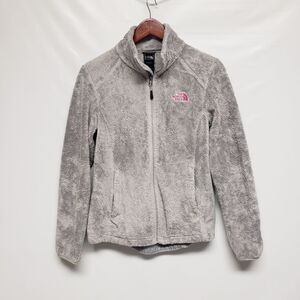 The North Face Furry Fleece Full Zip Jacket Women's‎ Breast S Gray Pink Logo
